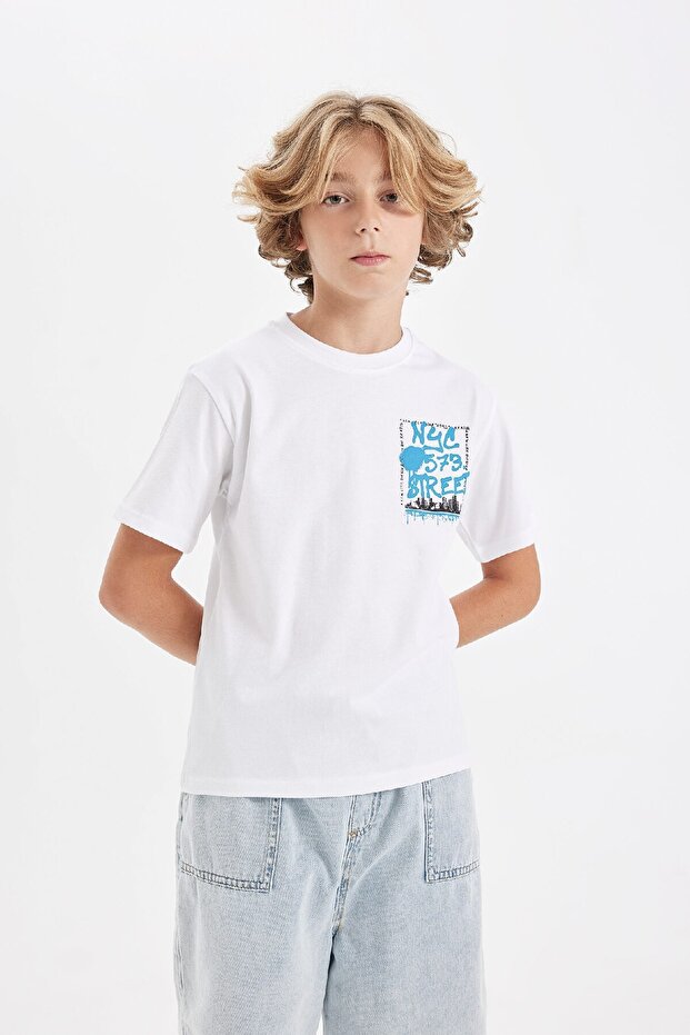 Boy - تي شيرت مطبوع بأكمام قصيرة ورقبة دائرية D2227A824HS