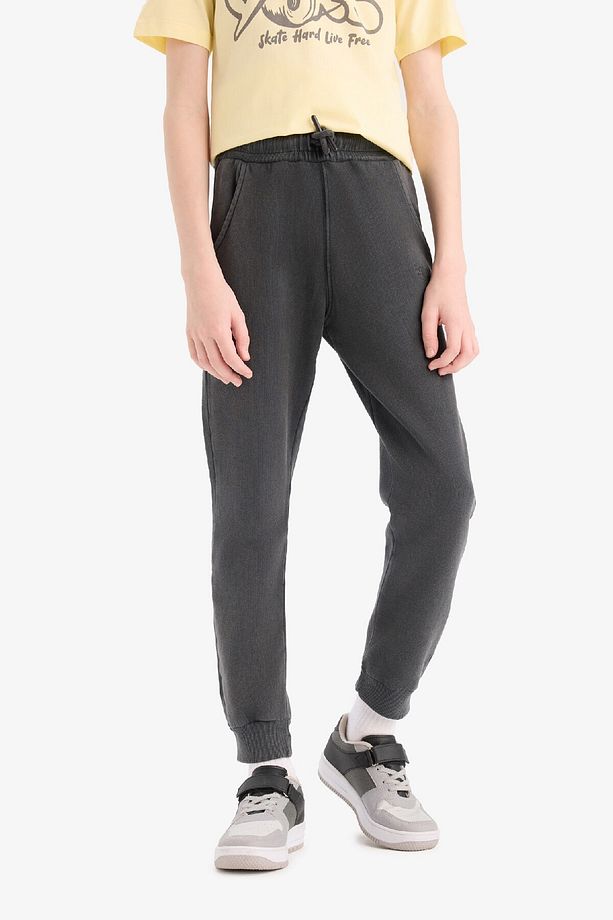 Erkek Çocuk Antrasit Beli Paçası Lastikli Cepli Basic Düz Jogger Eşofman Altı B7971a824wn - 5