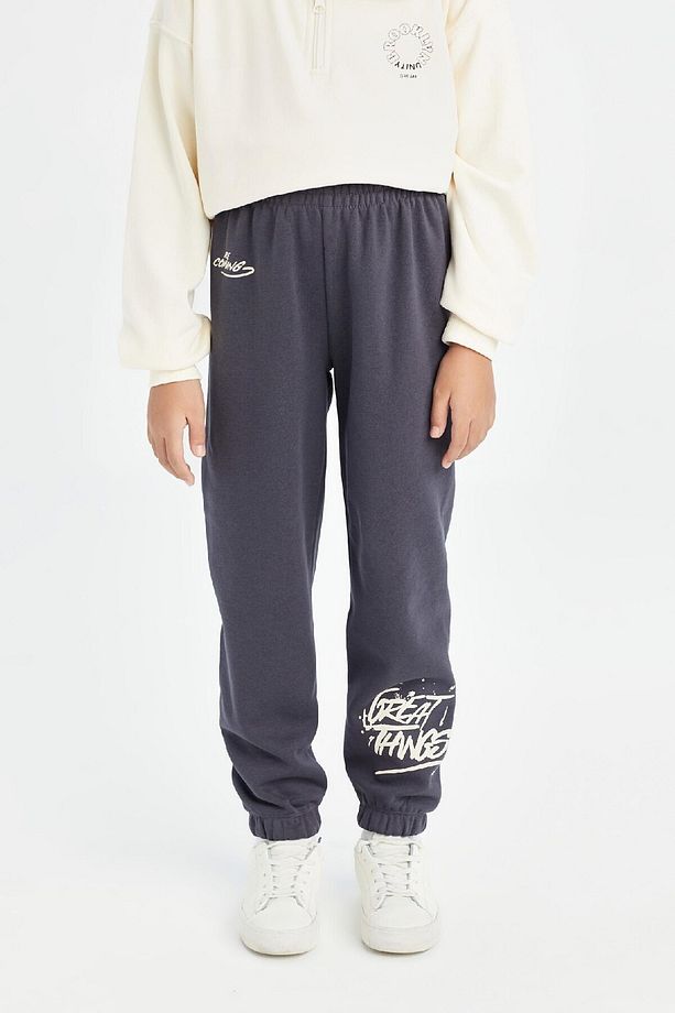 Kız Çocuk Baskılı Beli Paçası Lastikli Jogger Eşofman Altı D3208a824wn - 1