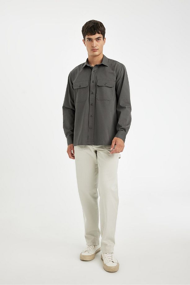 %100 Pamuk Regular Fit Basic Düz Uzun Kollu Gömlek D1060ax24au - 2