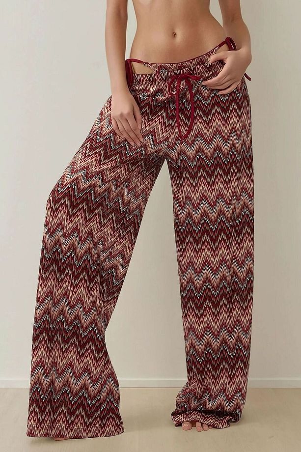 Geniş Paça Renkli Örme Pantolon - 3
