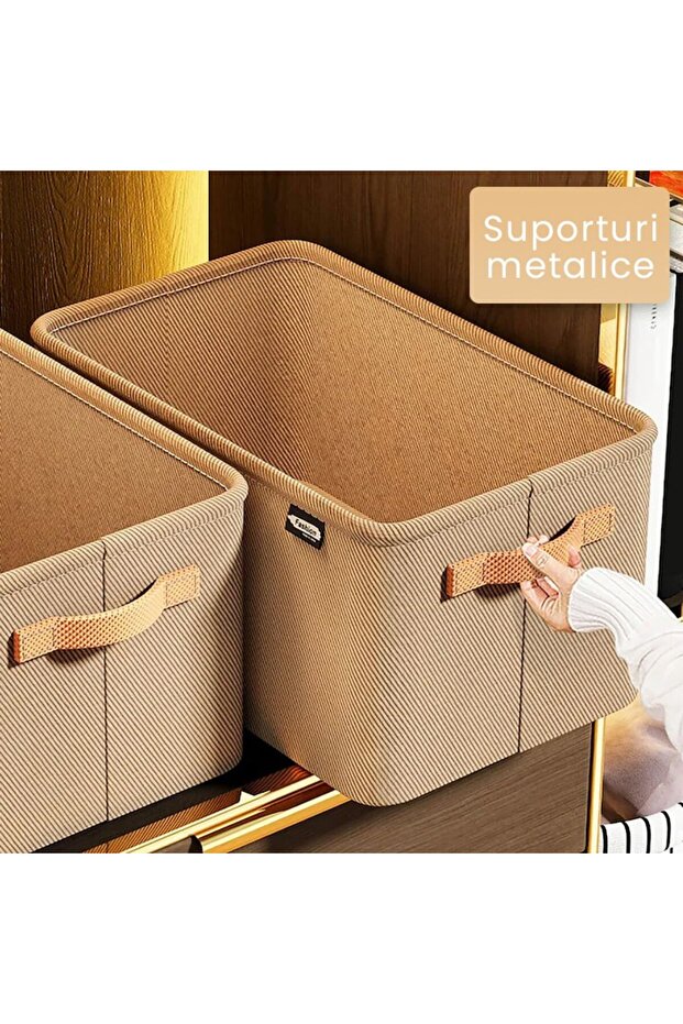 Storage Box Dalip, for Clothes, Items, Textile with Metal Frame, Side Handles, Rectangular Shape, 4 - 4