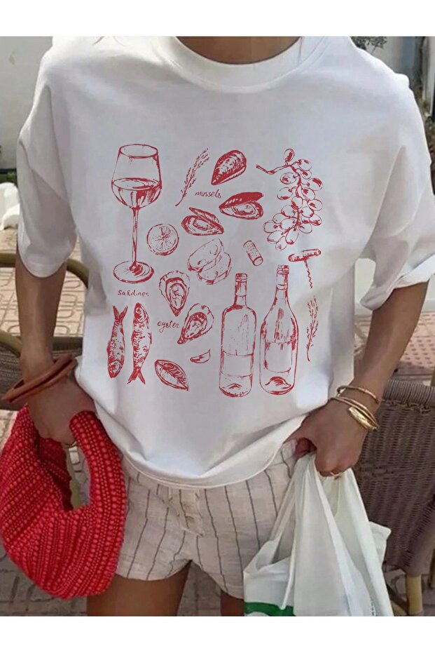 Oversize Cut Short Sleeve Printed T-Shirt