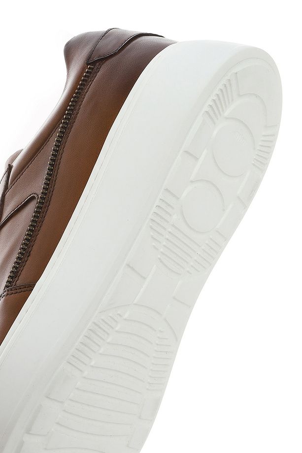 Erkek Taba Bağcıklı Kalın Tabanlı Deri Sneaker 25SFD724218 - 8