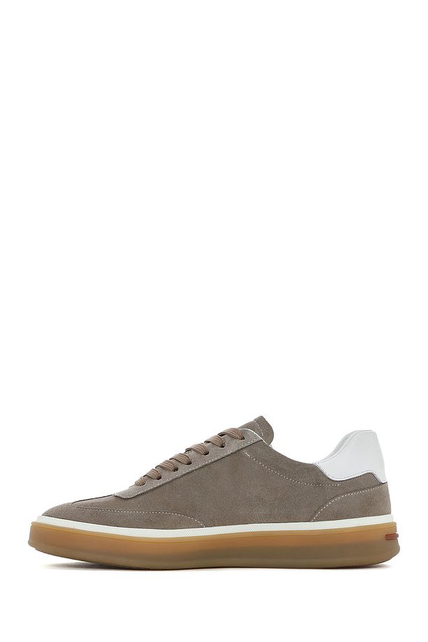 Erkek Bej Bağcıklı Süet Deri Sneaker 25SFD641910 - 2