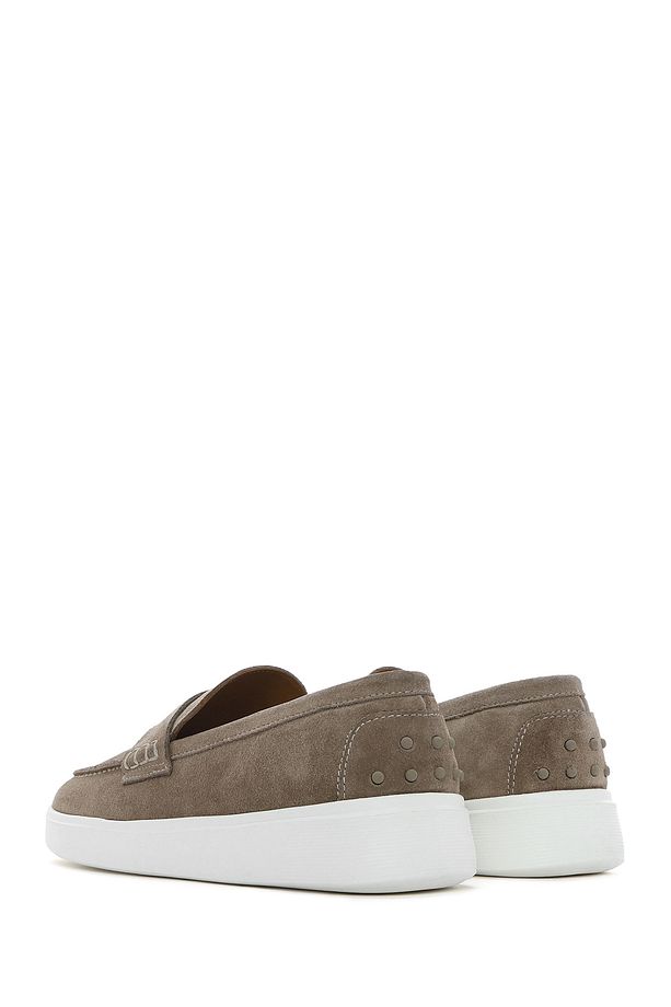 Erkek Vizon Kalın Tabanlı Süet Deri Casual Loafer 25SFD740910 - 5