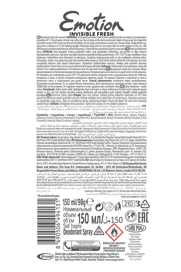 Invisible Fresh Kadın Vegan Deodorant 4x150 Ml Hızlı Kurur, Leke Bırakmaz - 7