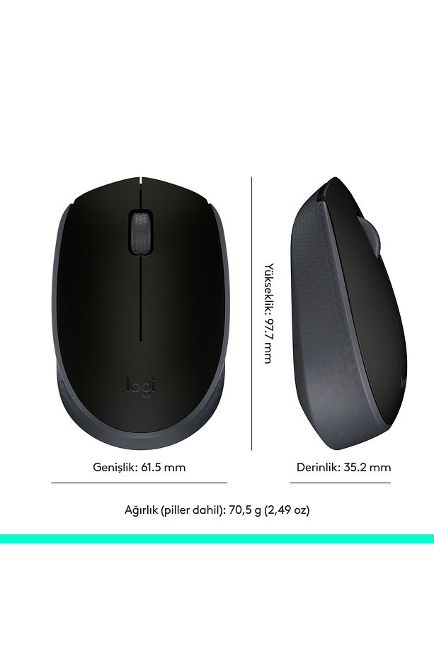 M171 USB Alıcılı Kablosuz Kompakt Mouse - Siyah - 10