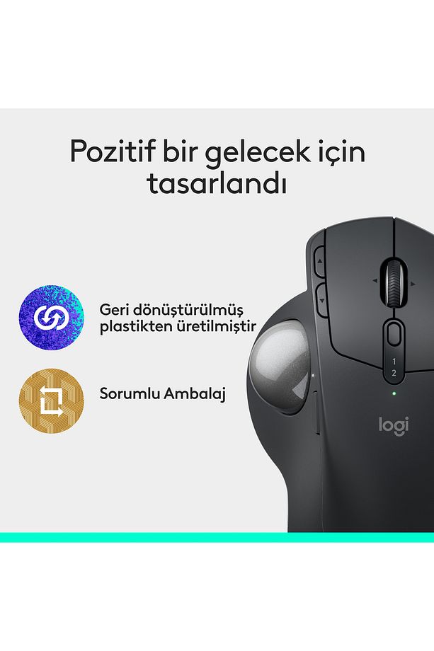 MX ERGO S Gelişmiş Bluetooth Kablosuz Trackball Pc/Mac Için Ergonomik Mouse - Siyah - 10