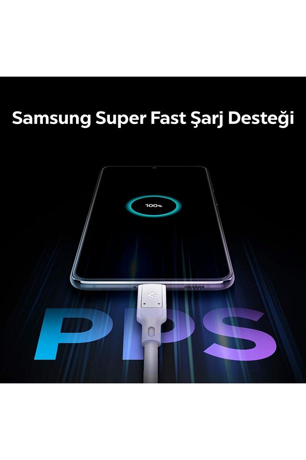 45W GaN USB-C Adaptör + USB-C Örgü Şarj Kablo - Super Hızlı Şarj Type-C PE2015 White - ACH02589 - 9