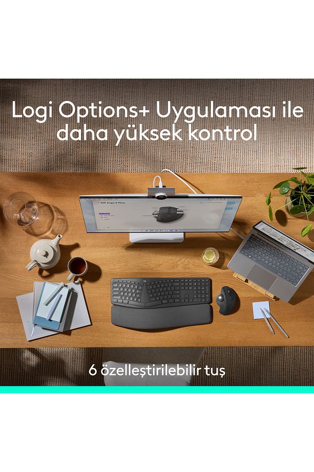 MX ERGO S Gelişmiş Bluetooth Kablosuz Trackball Pc/Mac Için Ergonomik Mouse - Siyah - 6