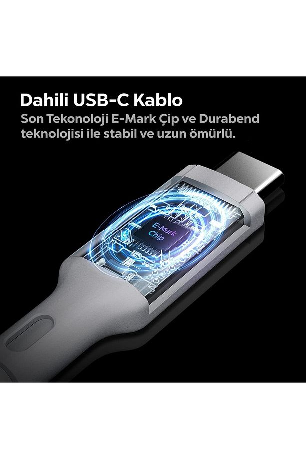 45W GaN USB-C Adaptör + USB-C Örgü Şarj Kablo - Super Hızlı Şarj Type-C PE2015 White - ACH02589 - 11
