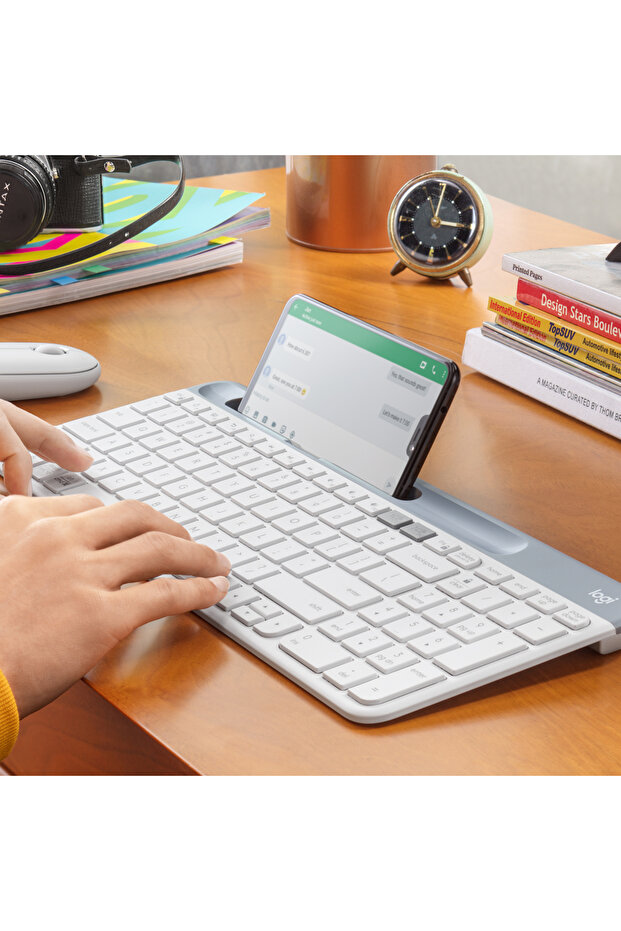 K580 Ultra İnce Çoklu Cihaz Özellikli Türkçe Bluetooth Klavye - Beyaz - 2