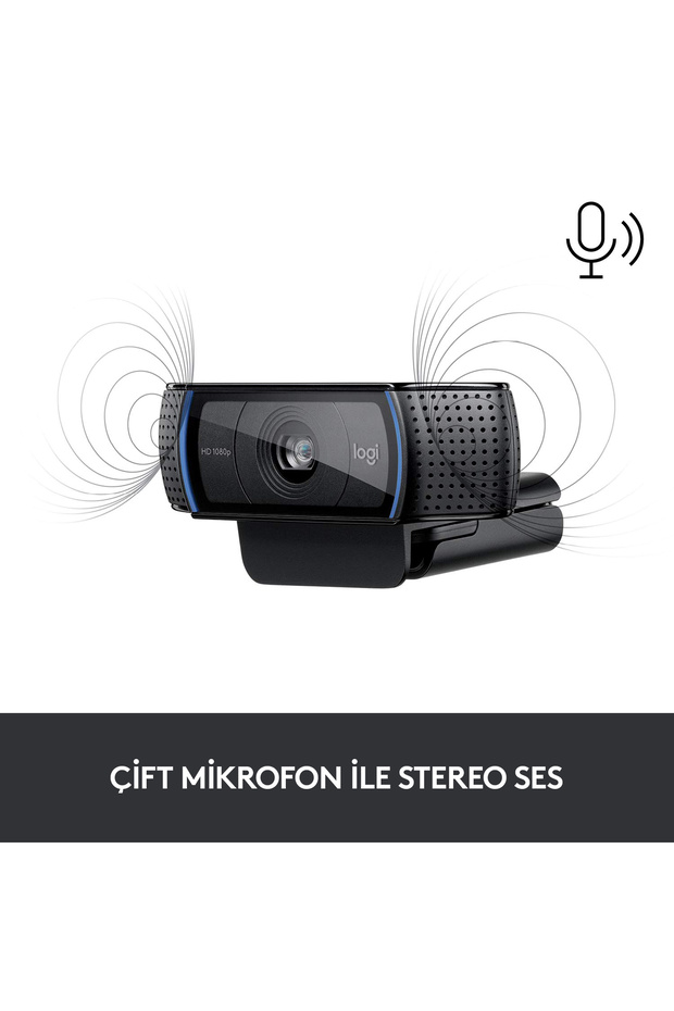 C920 PRO HD 1080p Stereo Ses ile Web Kamerası - Siyah - 5