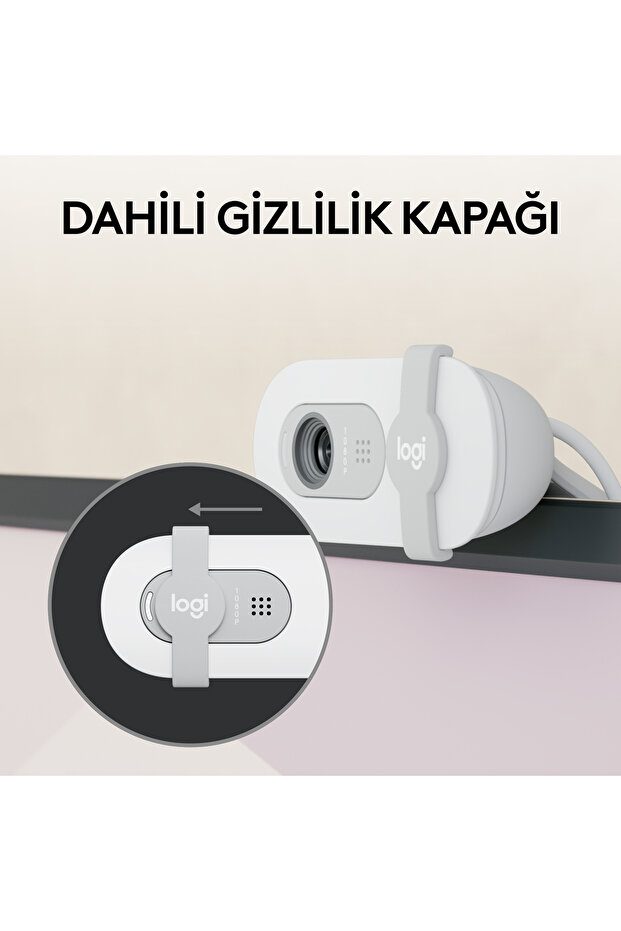 BRIO 100 Full HD 1080p Gizlilik Kapaklı Mikrofonlu Web Kamerası - Beyaz - 5
