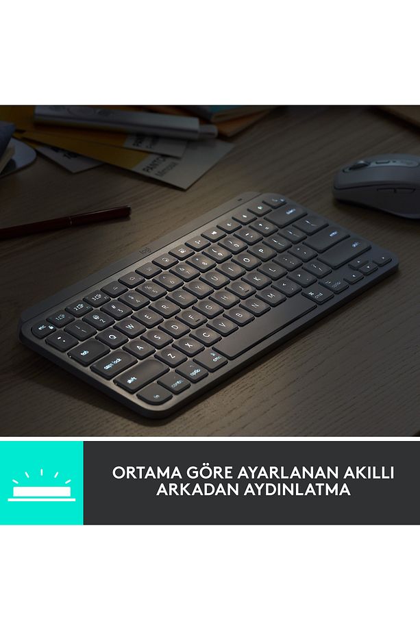 Mx Keys Mini Minimalist Kablosuz Bluetooth Aydınlatmalı Türkçe Q Klavye - Siyah - 5