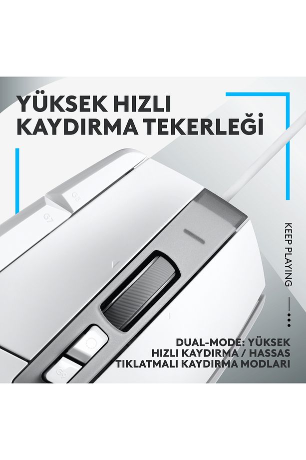 G G502 X Kablolu HERO 25K Sensörlü Yüksek Performanslı Oyuncu Mouse - Beyaz - 4