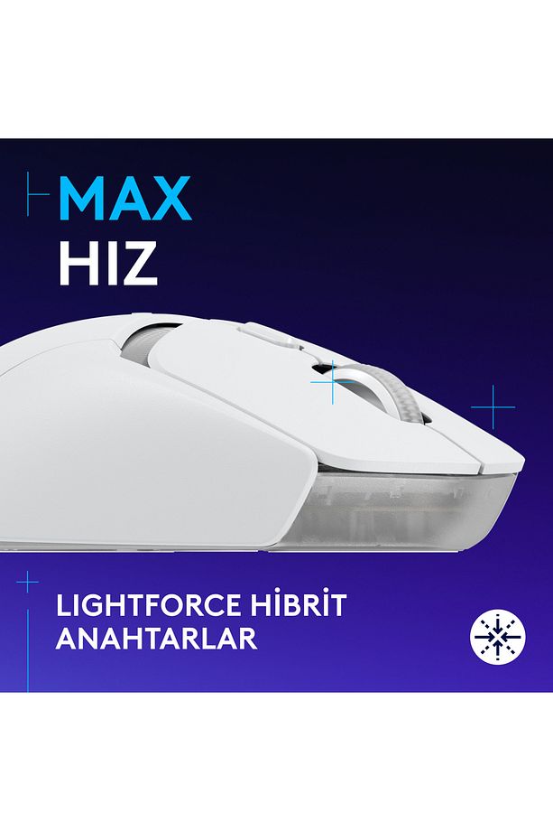 G G309 LIGHTSPEED HERO 25K Sensörlü PC ve Mac ile Uyumlu Kablosuz Oyuncu Mouse, Beyaz - 3