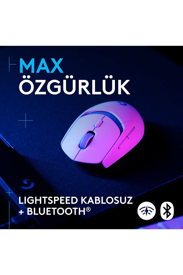 G G309 LIGHTSPEED HERO 25K Sensörlü PC ve Mac ile Uyumlu Kablosuz Oyuncu Mouse, Beyaz - 4