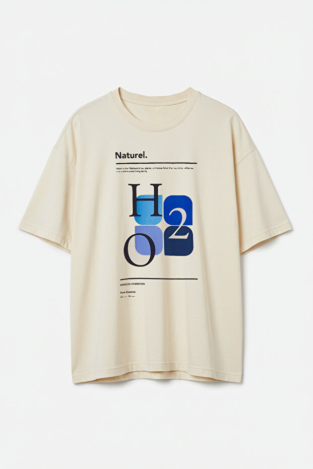 Taş Oversize/Geniş Kesim %100 Pamuklu Ön Baskılı T-Shirt TMNSS25TS00124 - 4