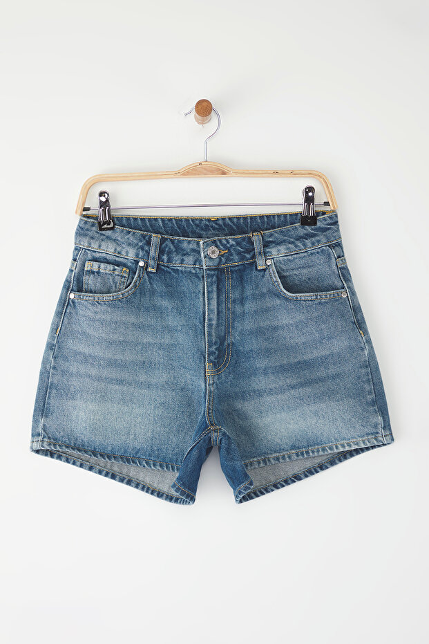 Mavi Yüksek Bel City Boy Denim Şort TWOSS25SR00178 - 5