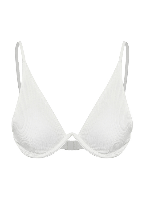 Ekru V Telli Balconette Kaplı Bikini Üstü TBESS25BU00067 - 5