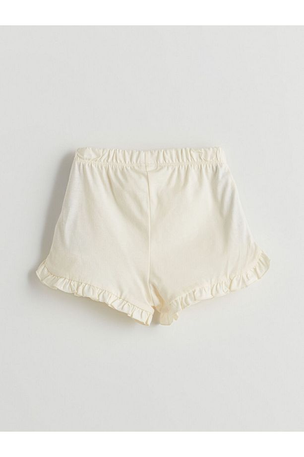 LCW baby Pembe Beli Lastikli Basic Kız Bebek Şort 2'li - 7