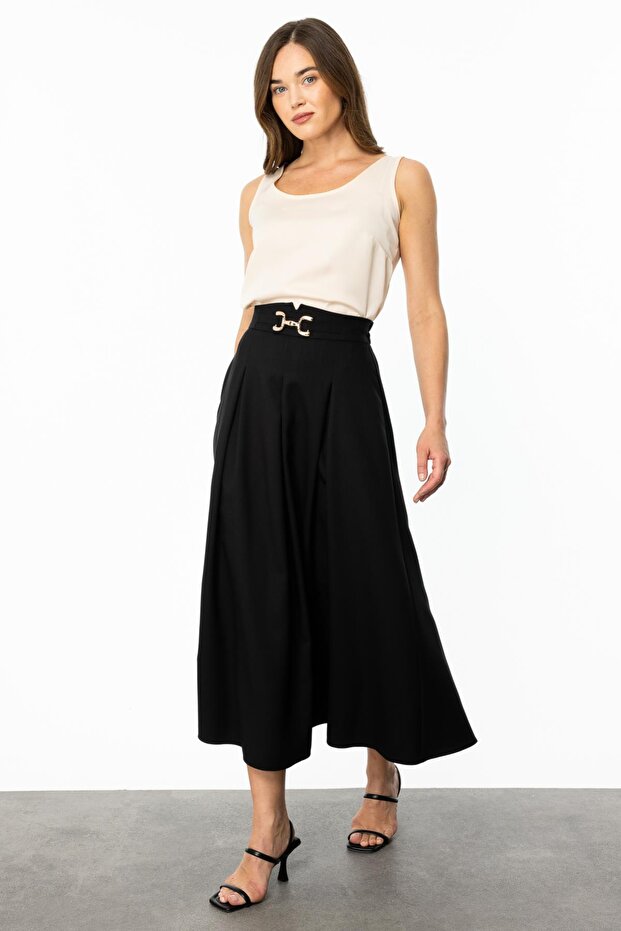 Maxi Boy Kalın Pileli Etek - 1