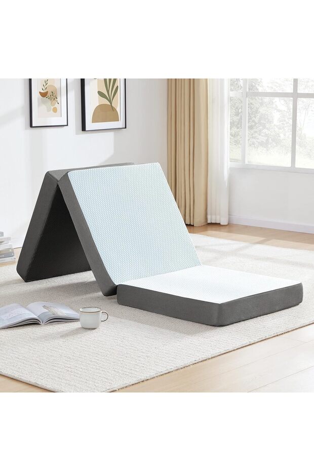 Tri-Folding Foam Mattress, Play Mat, Foldable Bed, Guest Beds, Portable Floor Guest Be
