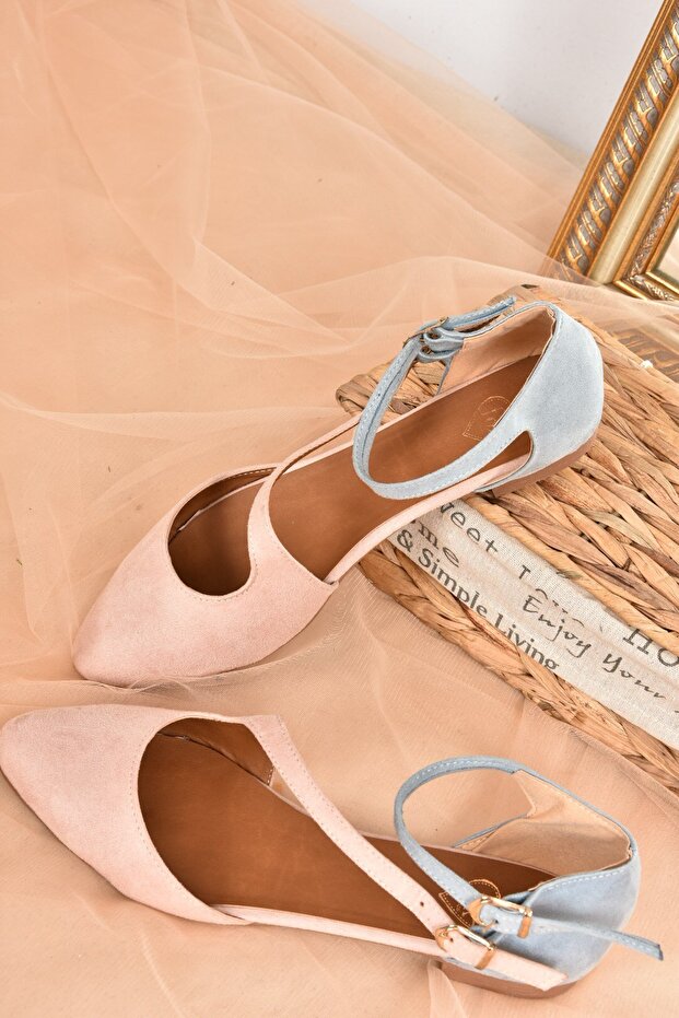 Púder/kék velúr női balerina D 726016902 - 4