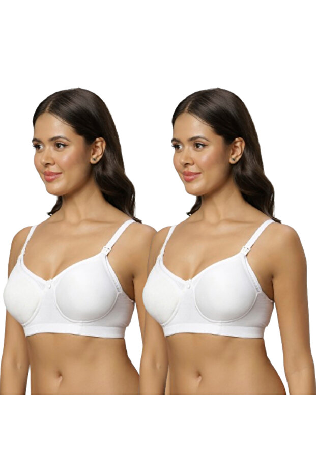 Pack of 2 Women's Soft Comfortable Lightly Padded Bamboo Cotton Non-Padded Nursing & Maternity Bra