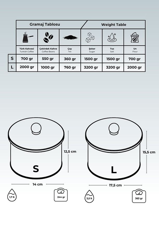 Lisbon Desenli Metal Saklama Kabı Seti - 2'li Set (1,7 LT - 3,5 LT) - 4