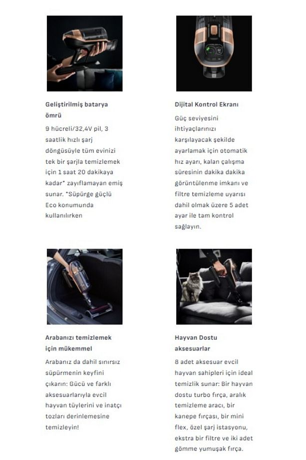 X-force Seri Flex Batarya Dijital Motor En Güçlü Şarjlı Dikey Süpürgesi - 4