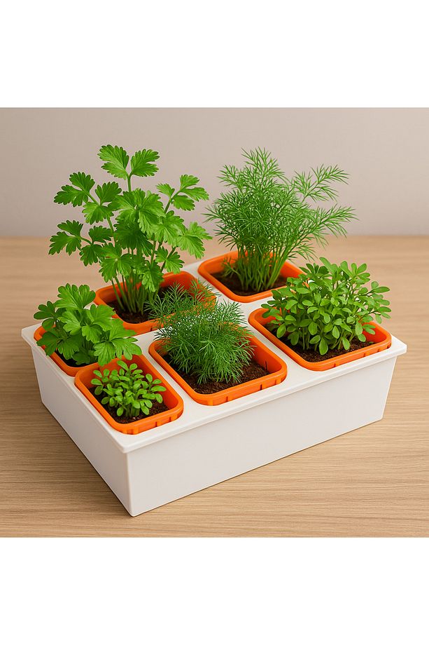 Topraksız Tarım Seti – 6 Bölmeli Mini Hidroponik Bahçe Seti - 1