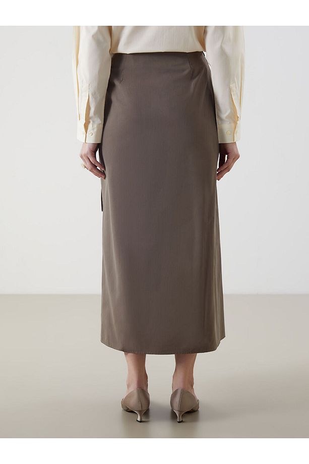 LCW Modest Beli Fermuarlı Gabardin Etek - 4
