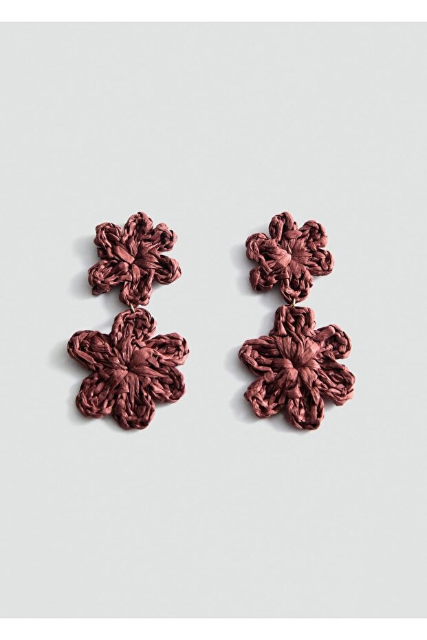 Rafya çiçekli küpe - 2