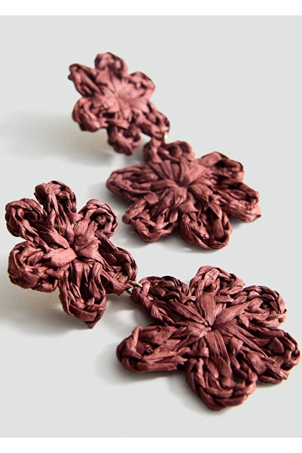 Rafya çiçekli küpe - 1