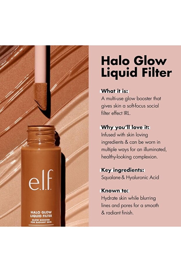 e.l.f. Halo Glow Liquid Filter Complexion Booster – 3 Light/Medium 31.5ml Illuminating Liquid Makeup - 5