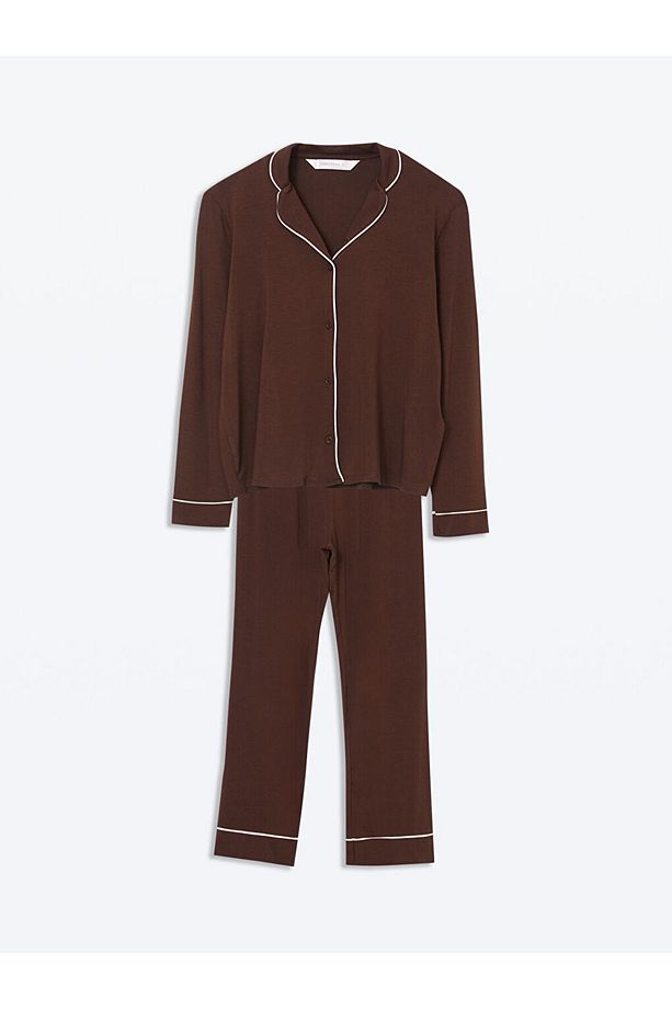 Gömlek Yaka Kadın Pijama Takımı - 5