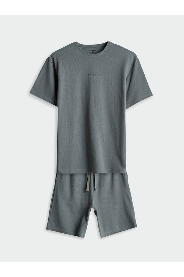 Yeşil Standart Kalıp Erkek Şortlu Pijama Takımı - 1