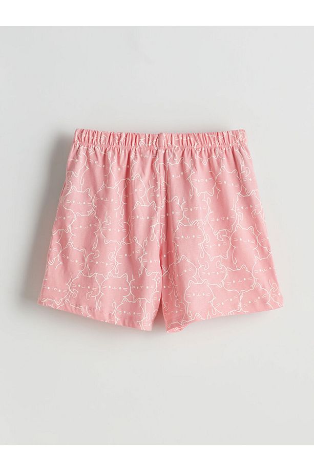 LCW Young Pembe Beli Lastikli Baskılı Kadın Şort Pijama Altı - 1