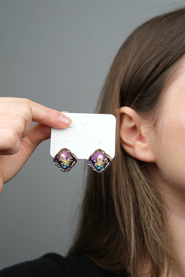 KADIN MİNELİ ÇELİK KÜPE - 1