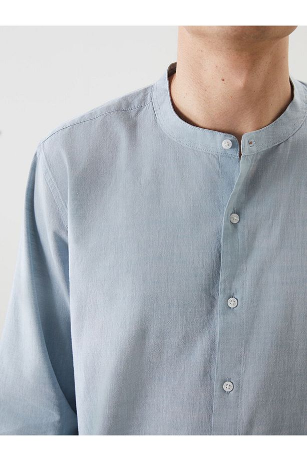 LCW Vision Mavi Regular Fit Uzun Kollu Poplin Erkek Gömlek - 3