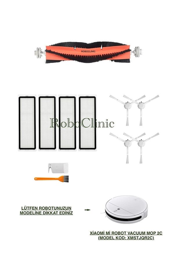 Xiaomi Mi Robot Vacuum Mop 2c Robot Süpürge Uyumlu Yedek Fırça,Hepa Filtre Yenileme Seti-11 Parça - 1