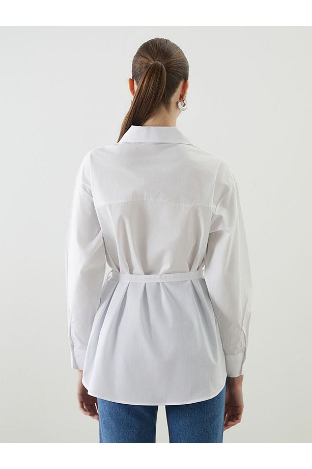 LCW Vision Ekru Oversize Kadın Gömlek - 4