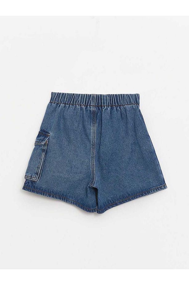 Beli Lastikli Kız Çocuk Jean Şort Etek - 2
