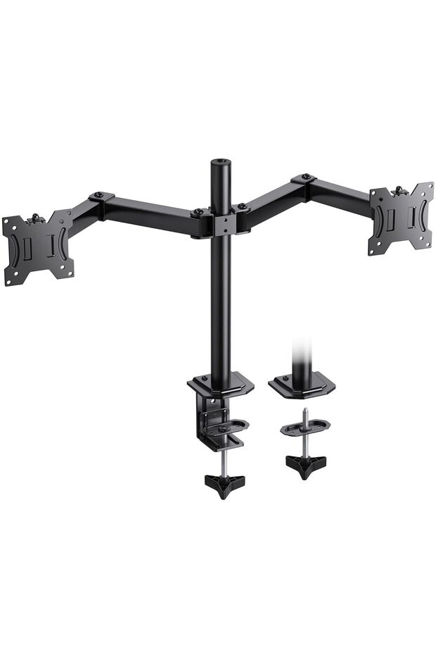 14-32” Dual Arm Desktop Adjustable Monitor Holder Tv-Pc Lcd Led Stand Steel Design