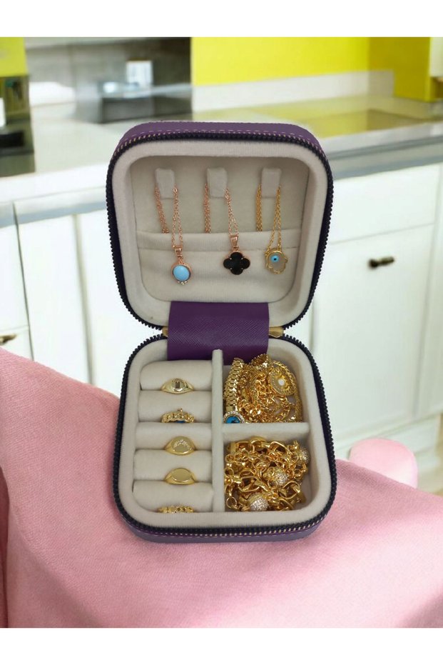 Small Size (11×11) Organizer Jewelry Storage Box Travel Jewelry Bag Leather Wooden Case