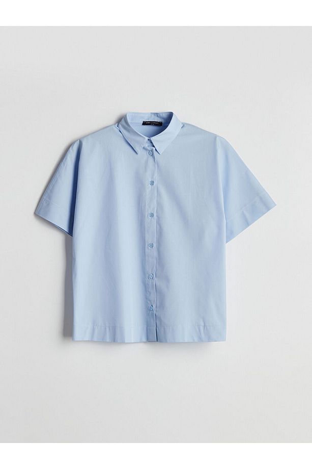 LCW Comfort Mavi Oversize Poplin Kadın Gömlek - 5