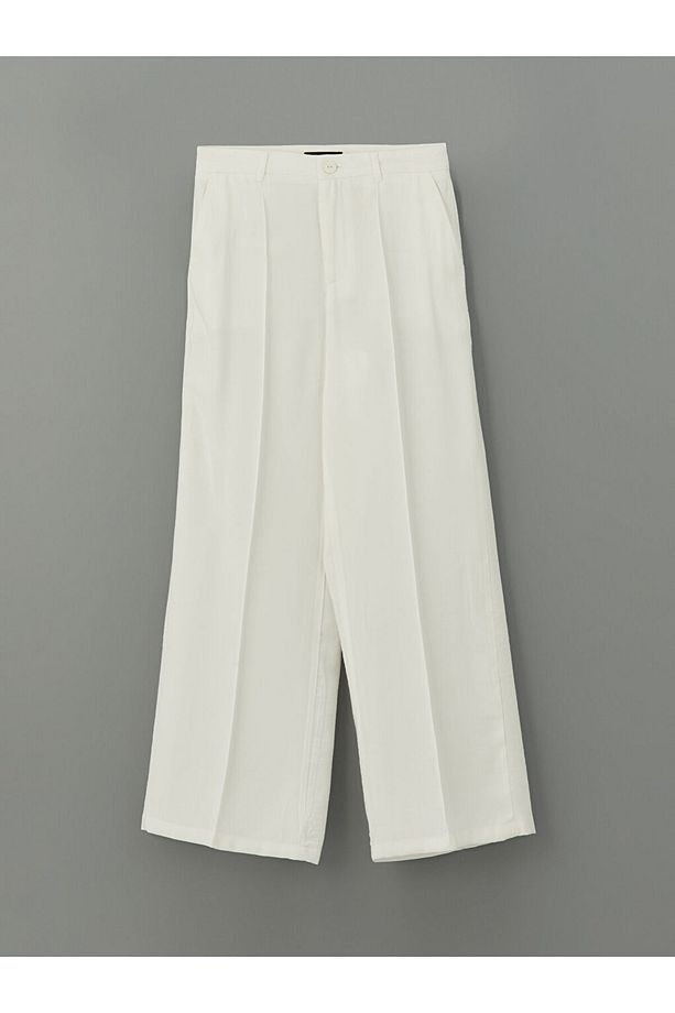 LCW Modest Ekru Loose Fit Geniş Paça Kadın Pantolon - 5